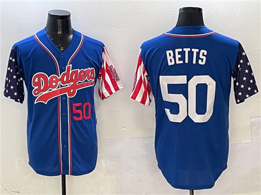 Los Angeles Dodgers #50 Mookie Betts Royal Limited Stitched Baseball Jersey