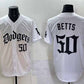 Los Angeles Dodgers #50 Mookie Betts White 2025 LA Gothic Style With 2024 World Series Champions Patch Vapor Premier Limited Stitched Baseball Jersey
