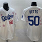 Los Angeles Dodgers #50 Mookie Betts White 2025 Tokyo Series Limited Stitched Baseball Jersey
