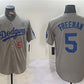 Los Angeles Dodgers #5 Freddie Freeman Gray 2024 World Series With No. 34 Patch Limited Stitched Baseball Jersey