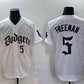 Los Angeles Dodgers #5 Freddie Freeman White 2025 LA Gothic Style With 2024 World Series Champions Patch Vapor Premier Limited Stitched Baseball Jersey