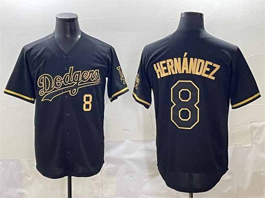 Los Angeles Dodgers #8 Enrique Hernández Black Gold Limited Stitched Baseball Jerseys