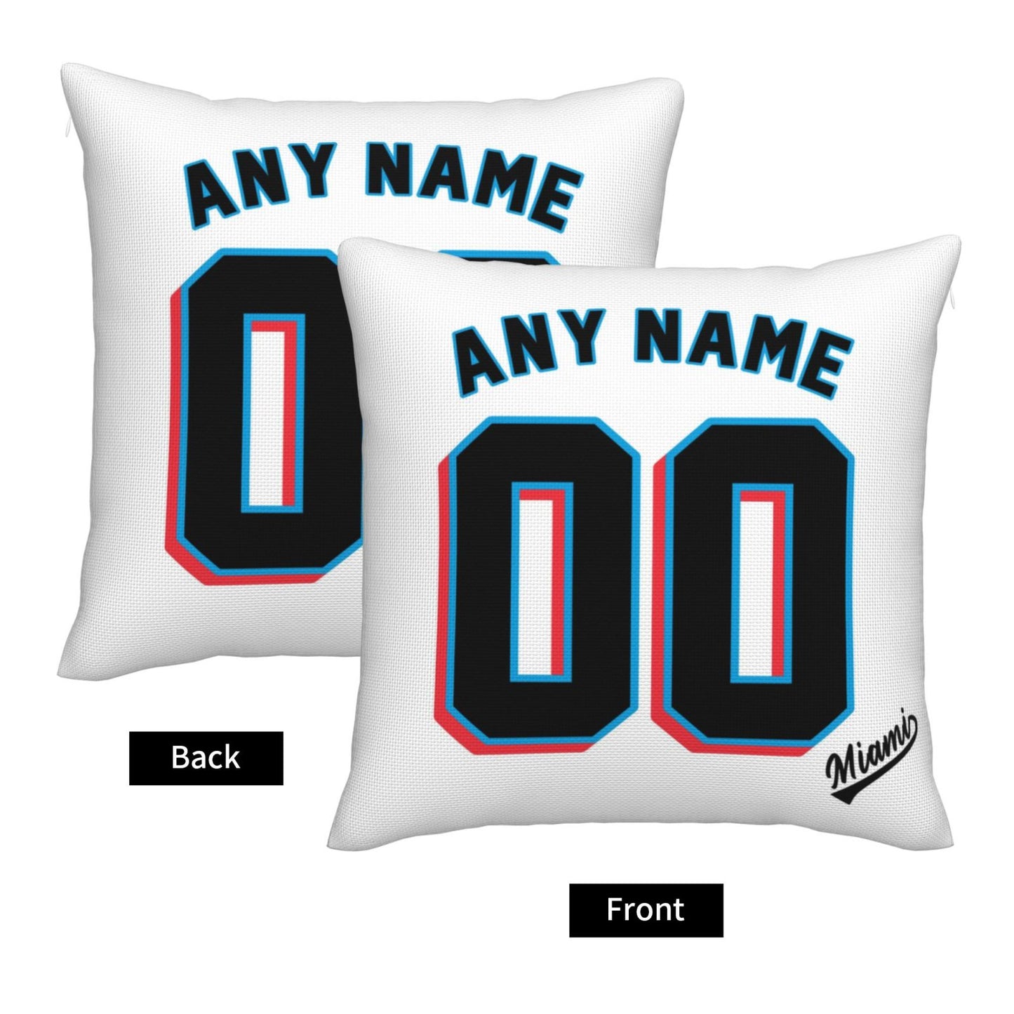 Custom Miami Marlins Pillow Decorative Throw Pillow Case - Print Personalized Football Team Fans Name & Number Birthday Gift Football Pillows