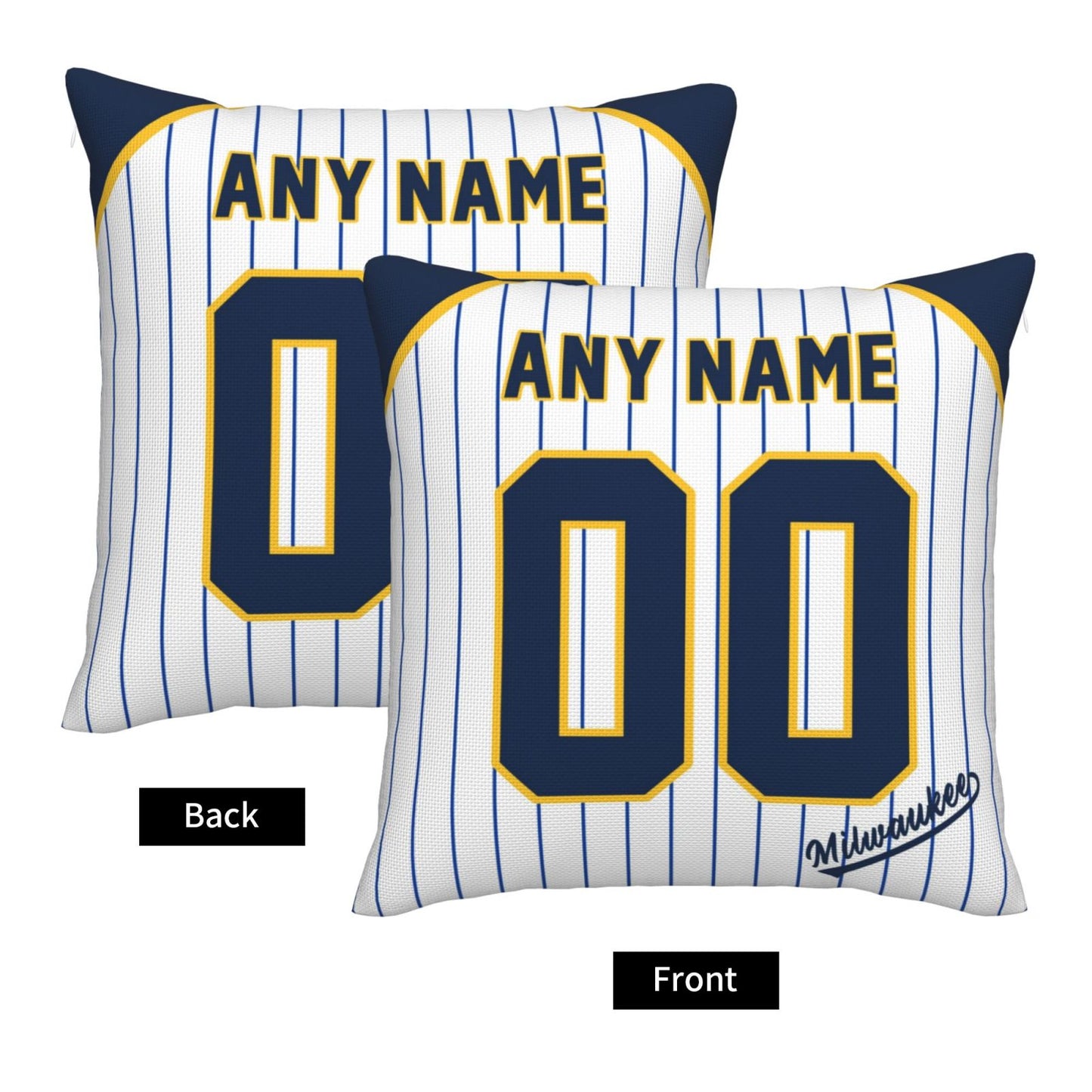 Custom Milwaukee Brewers Pillow Decorative Throw Pillow Case - Print Personalized Football Team Fans Name & Number Birthday Gift Football Pillows