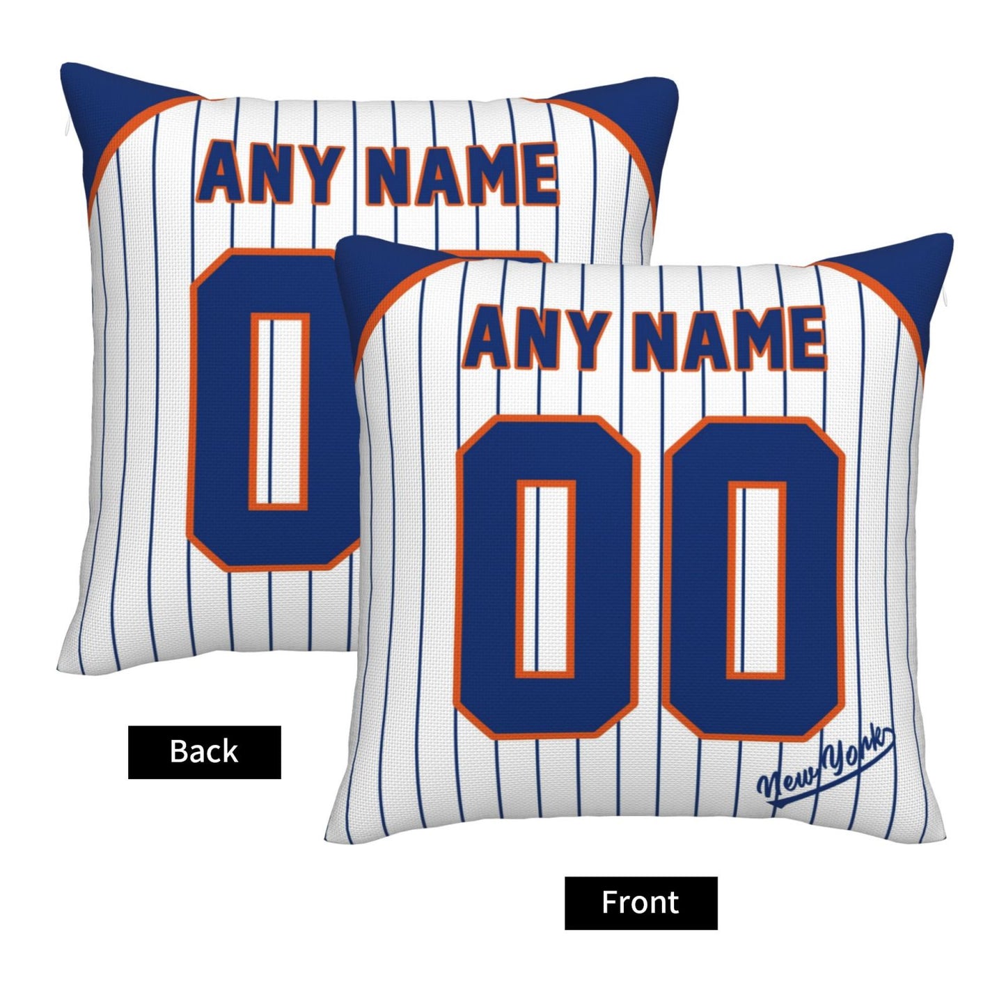 Custom New York Mets Pillow Decorative Throw Pillow Case - Print Personalized Football Team Fans Name & Number Birthday Gift Football Pillows