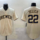 Milwaukee Brewers #22 Christian Yelich Cream Cool Base Stitched Baseball Jersey