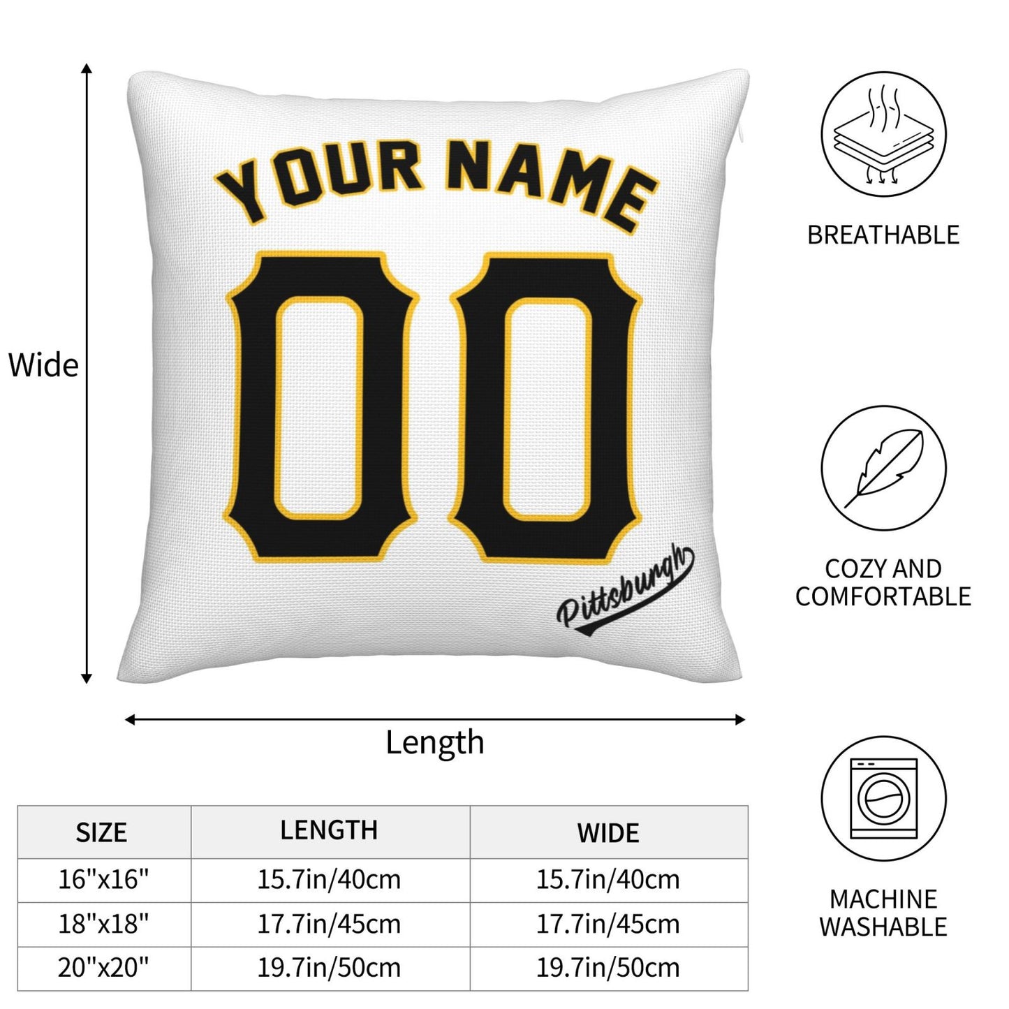 Custom Pittsburgh Pirates Pillow Decorative Throw Pillow Case - Print Personalized Football Team Fans Name & Number Birthday Gift Football Pillows