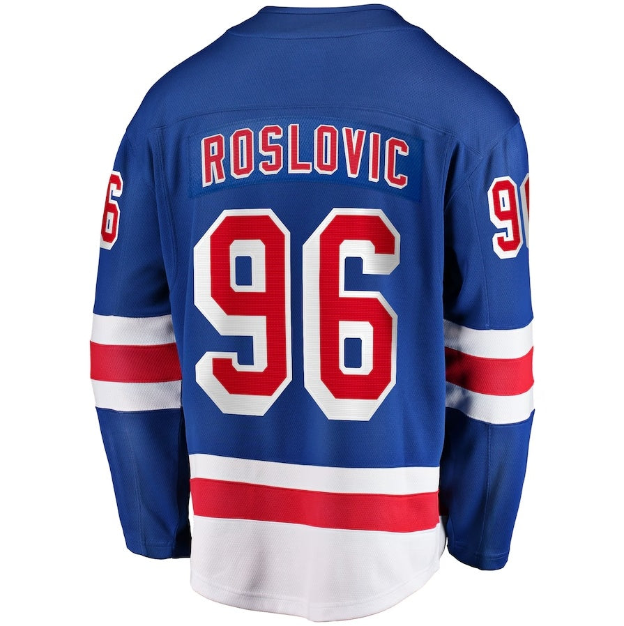 NY.Rangers #96 Jack Roslovic Fanatics Home Premier Breakaway Player Jersey - Blue Stitched American Hockey Jerseys