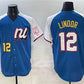 New York Mets National League #12 Francisco Lindor Blue Alternate 2025 All-Star Edition Limited Stitched Baseball Jersey