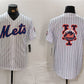 New York Mets White Team Big Logo Cool Base Stitched Baseball Jersey