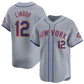 New York Mets #12 Francisco Lindor 2024 Gray Away Limited Stitched Baseball Jersey