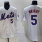 New York Mets #5 David Wright White With Patch Stitched Baseball Jersey