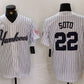 New York Yankees #22 Juan Soto White Pinstripe Fashion Cool Base Baseball Jerseys