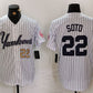 New York Yankees #22 Juan Soto White Pinstripe Fashion Cool Base Baseball Jerseys