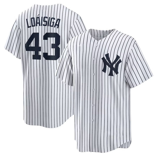 New York Yankees #43 Jonathan Loáisiga Home Replica Jersey - White Stitched Baseball Jersey