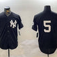 New York Yankees #5 Joe DiMaggio Black With Patch Cool Base Stitched Baseball Jersey