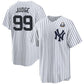 New York Yankees #99 Aaron Judge White 2024 World Series With Name Cool Base Stitched Baseball Jersey