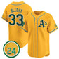 Oakland Athletics #33 JJ Bleday Yellow 2024 Limited With Rickey Henderson Patch Stitched Baseball Jersey
