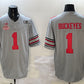 O.State Buckeyes #1 Buckeyes Grey 2025 CFP Final With National Champions Patch F.U.S.E. Vapor Limited Stitched Football American College Jerseys
