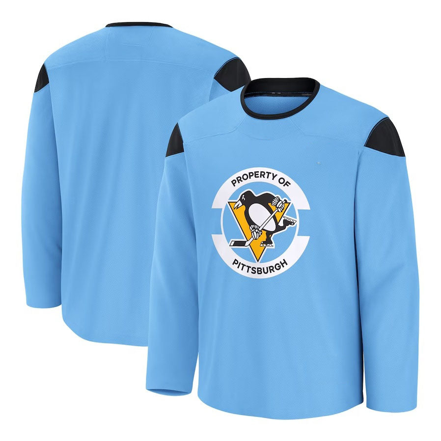 P.Penguins Fanatics Home Practice Jersey - Blue Stitched American Hockey Jerseys