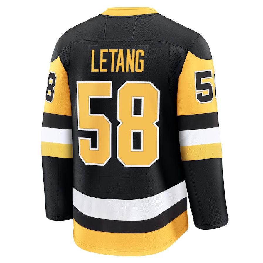 P.Penguins #58 Kris Letang Fanatics Home Premium Jersey - Black Stitched American Hockey Jerseys