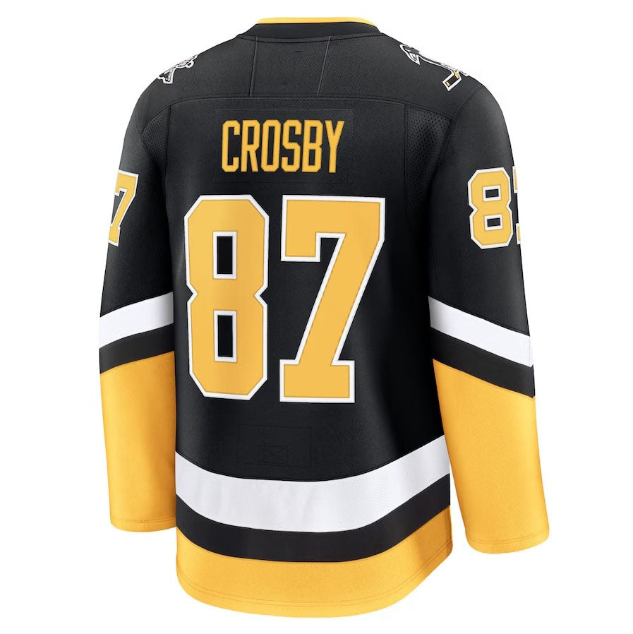 P.Penguins #87 Sidney Crosby Fanatics Alternate Premium Jersey - Black Stitched American Hockey Jerseys