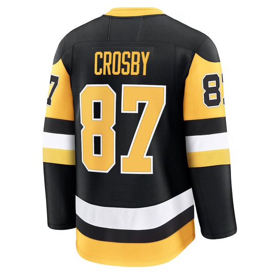 P.Penguins #87 Sidney Crosby Fanatics Home Premium Jersey - Black Stitched American Hockey Jerseys