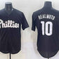 Philadelphia Phillies #10 J.T. Realmuto Black Lights Out Limited Stitched Baseball Jersey