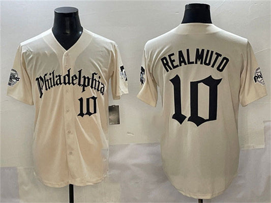 Philadelphia Phillies #10 J.T. Realmuto Cream Gothic Vapor Limited Stitched Baseball Jersey