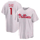 Philadelphia Phillies #1 Dad Home Replica Jersey - White Stitched Baseball Jersey