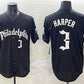 Philadelphia Phillies #3 Bryce Harper Black Gothic Vapor Limited Stitched Baseball Jersey