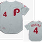 Philadelphia Phillies #4 Lenny Dykstra Mitchell and Ness Grey 1989 Throwback Stitched Baseball Jersey