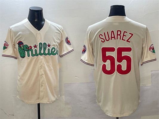 Philadelphia Phillies #55 Ranger Suárez Cream Phanatic Limited Stitched Baseball Jersey