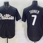 Philadelphia Phillies #7 Trea Turner Black Lights Out Limited Stitched Baseball Jersey