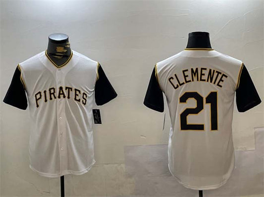 Pittsburgh Pirates #21 Roberto Clemente White Cool Base Stitched Baseball Jerseys
