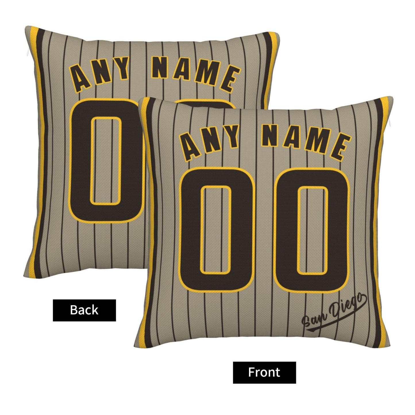 Custom San Diego Padres Pillow Decorative Throw Pillow Case - Print Personalized Football Team Fans Name & Number Birthday Gift Football Pillows