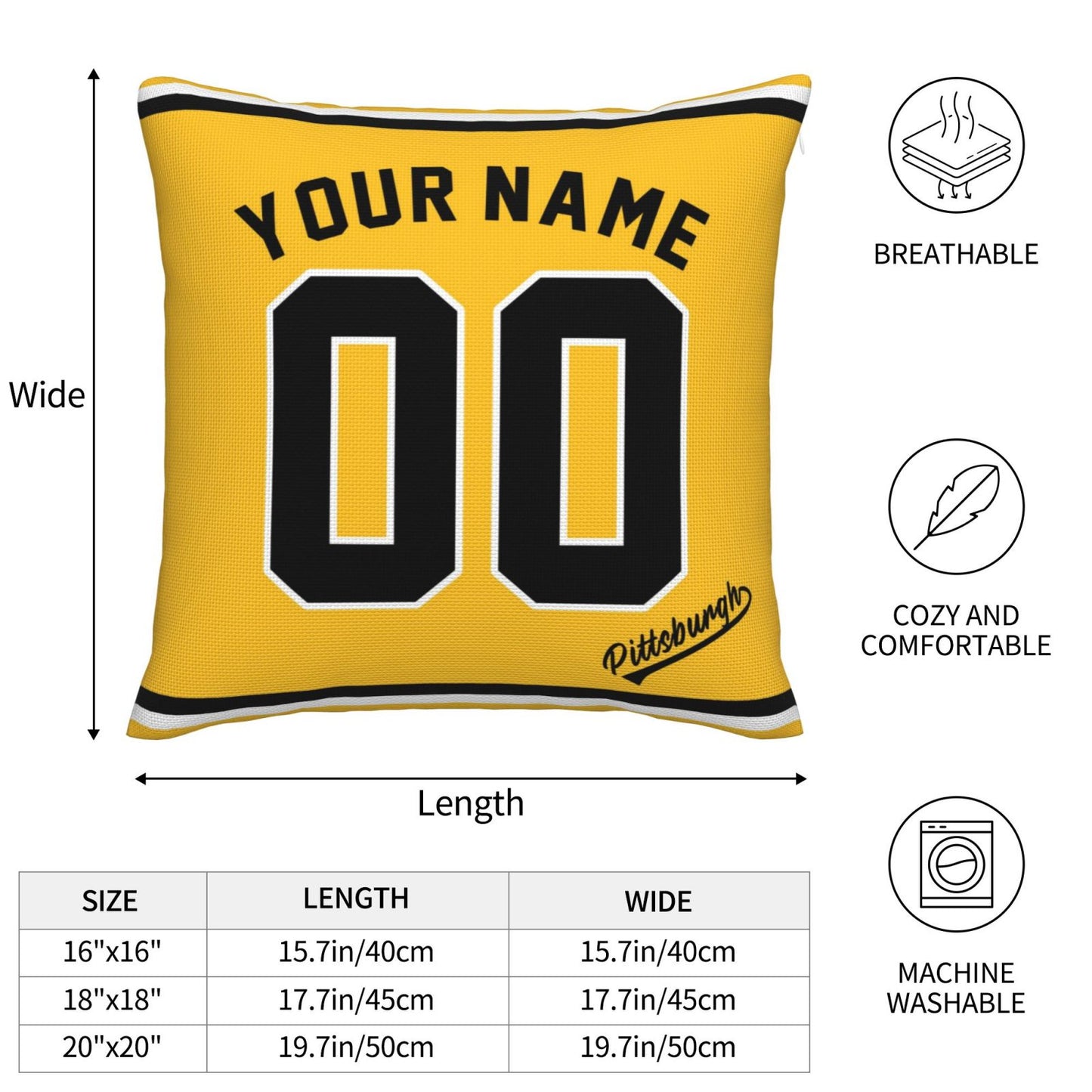 Custom Pittsburgh Pirates Pillow Decorative Throw Pillow Case - Print Personalized Football Team Fans Name & Number Birthday Gift Football Pillows