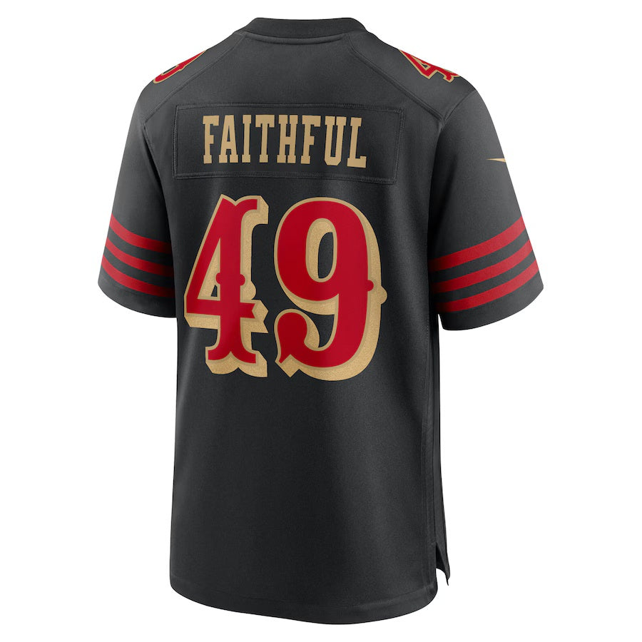 SF.49ers #49 The Faithful 2025 Rivalries Collection Game Jersey - Black Stitched American Football Jerseys
