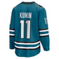 SJ.Sharks #11 Luke Kunin Fanatics Home Breakaway Player Jersey - Teal Stitched American Hockey Jerseys