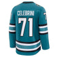 SJ.Sharks #71 Macklin Celebrini Fanatics Home Premium Jersey - Teal Stitched American Hockey Jerseys