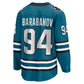 SJ.Sharks #94 Alexander Barabanov Fanatics Home Breakaway Player Jersey - Teal Stitched American Hockey Jerseys