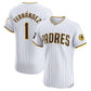 San Diego Padres #1 Tony Fernández Home Elite Sponsor Patch Player Jersey - White Stitched Baseball Jersey