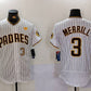 San Diego Padres #3 Jackson Merrill White With PS Patch Stitched Flex Base Baseball Jersey