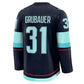 S.Kraken #31 Philipp Grubauer Fanatics Home Premium Jersey - Deep Sea Blue Stitched American Hockey Jerseys