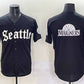 Seattle Mariners Team Big Logo Black 'Deep Sea Gothic Edition' Vapor Premier Limited Stitched Baseball Jersey
