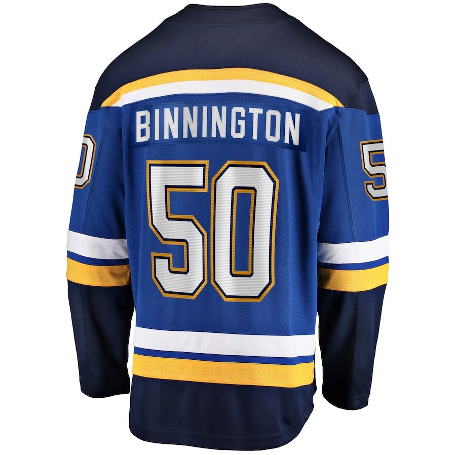 St.L.Blues #50 Jordan Binnington Fanatics Breakaway Home Jersey - Blue Stitched American Hockey Jerseys