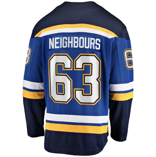 St.L.Blues #63 Jake Neighbours Fanatics Home Premier Breakaway Player Jersey - Blue Stitched American Hockey Jerseys