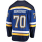 St.L.Blues #70 Oskar Sundqvist Fanatics Home Breakaway Player Jersey - Blue Stitched American Hockey Jerseys