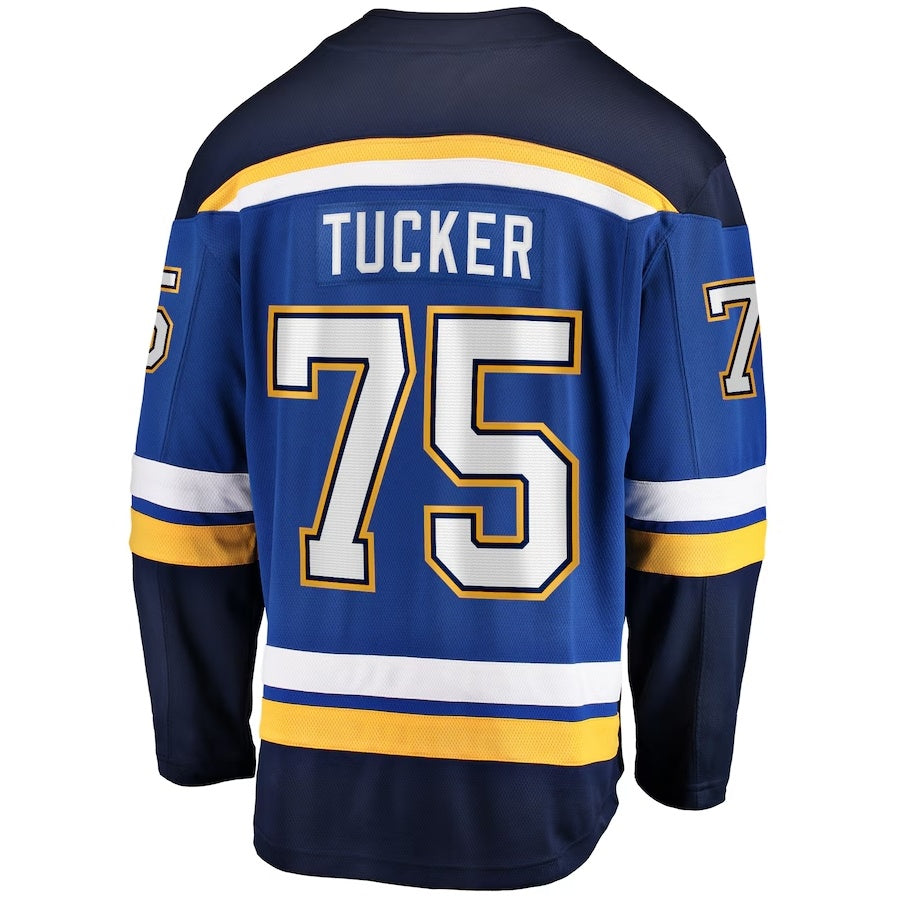 St.L.Blues #75 Tyler Tucker Fanatics Home Premier Breakaway Player Jersey - Blue Stitched American Hockey Jerseys