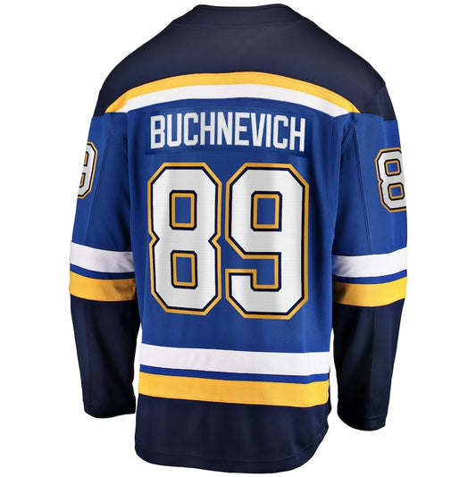 St.L.Blues #89 Pavel Buchnevich Fanatics Home Breakaway Player Jersey - Blue Stitched American Hockey Jerseys